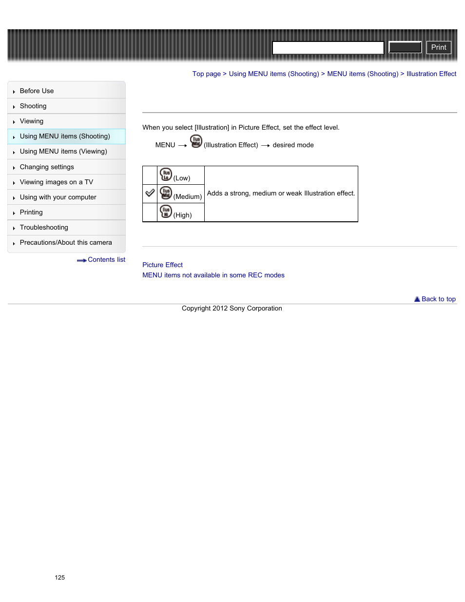 Illustration effect, Cyber-shot user guide | Sony DSC-HX200V User Manual | Page 134 / 297