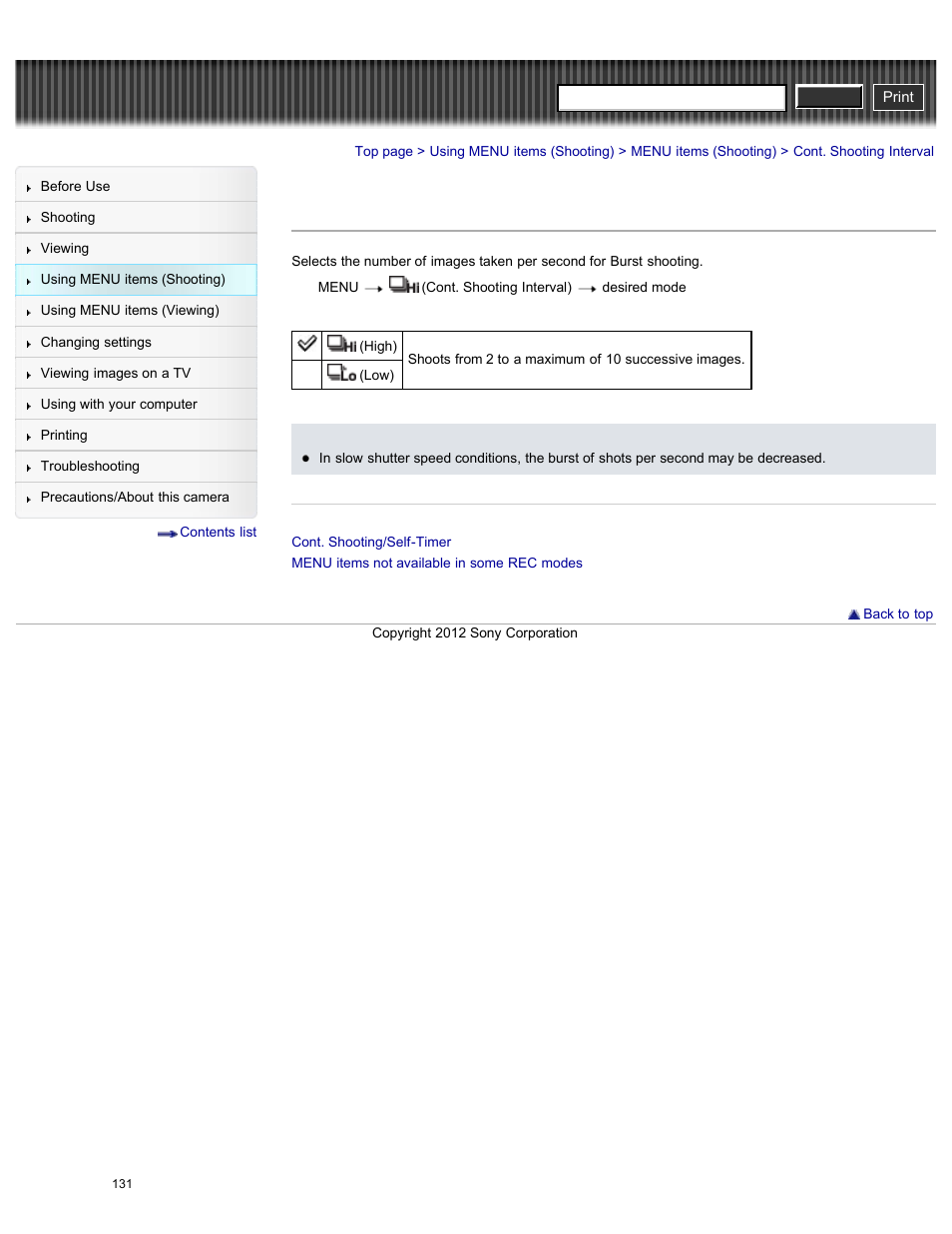 Cont. shooting interval, Cyber-shot user guide | Sony DSC-HX200V User Manual | Page 140 / 297