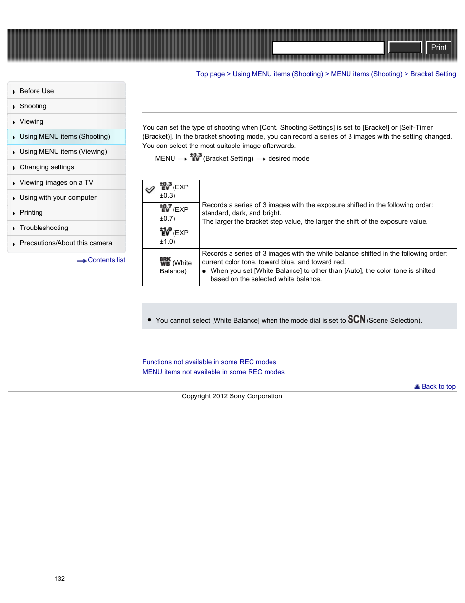 Bracket setting, Cyber-shot user guide | Sony DSC-HX200V User Manual | Page 141 / 297