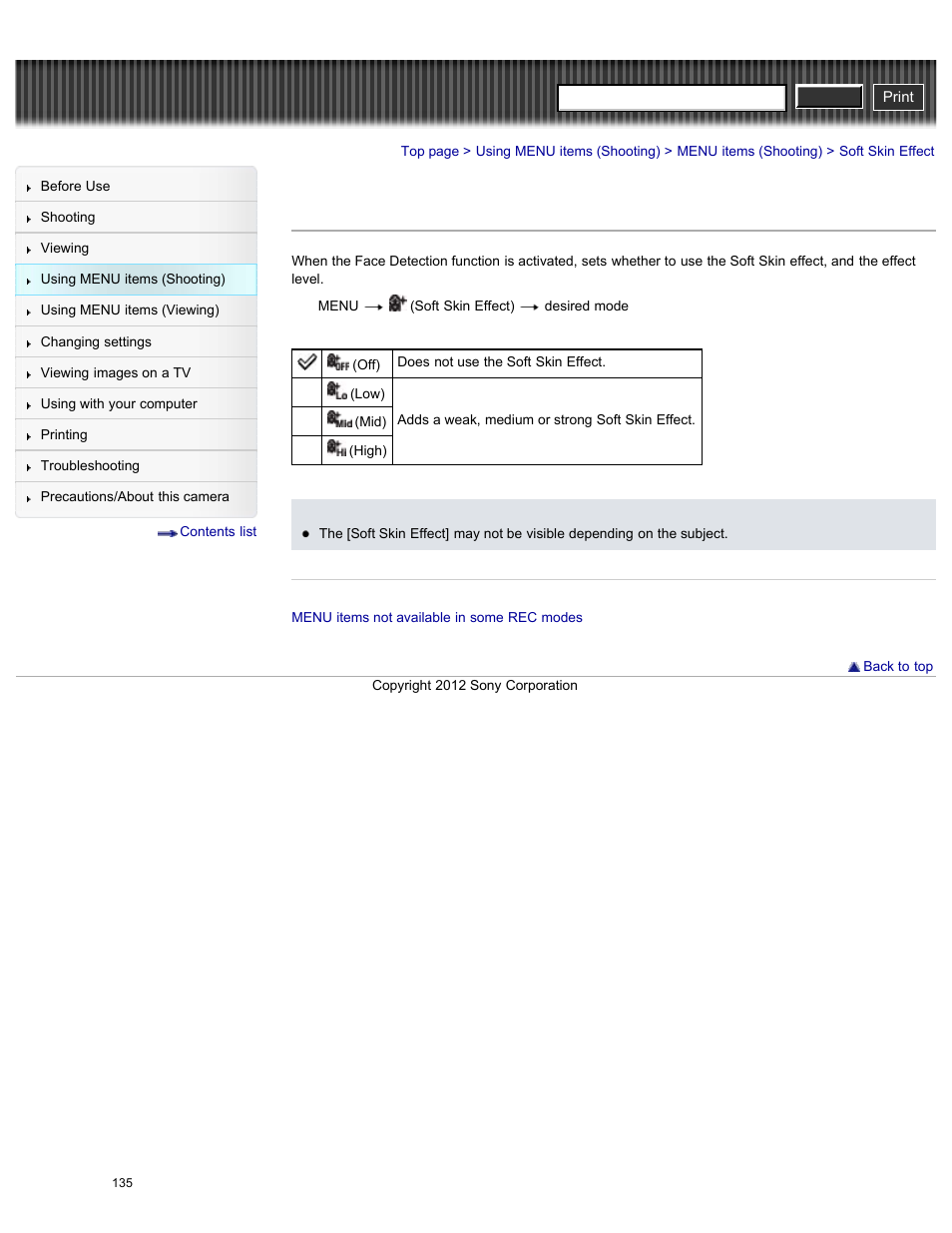 Soft skin effect, Cyber-shot user guide | Sony DSC-HX200V User Manual | Page 144 / 297
