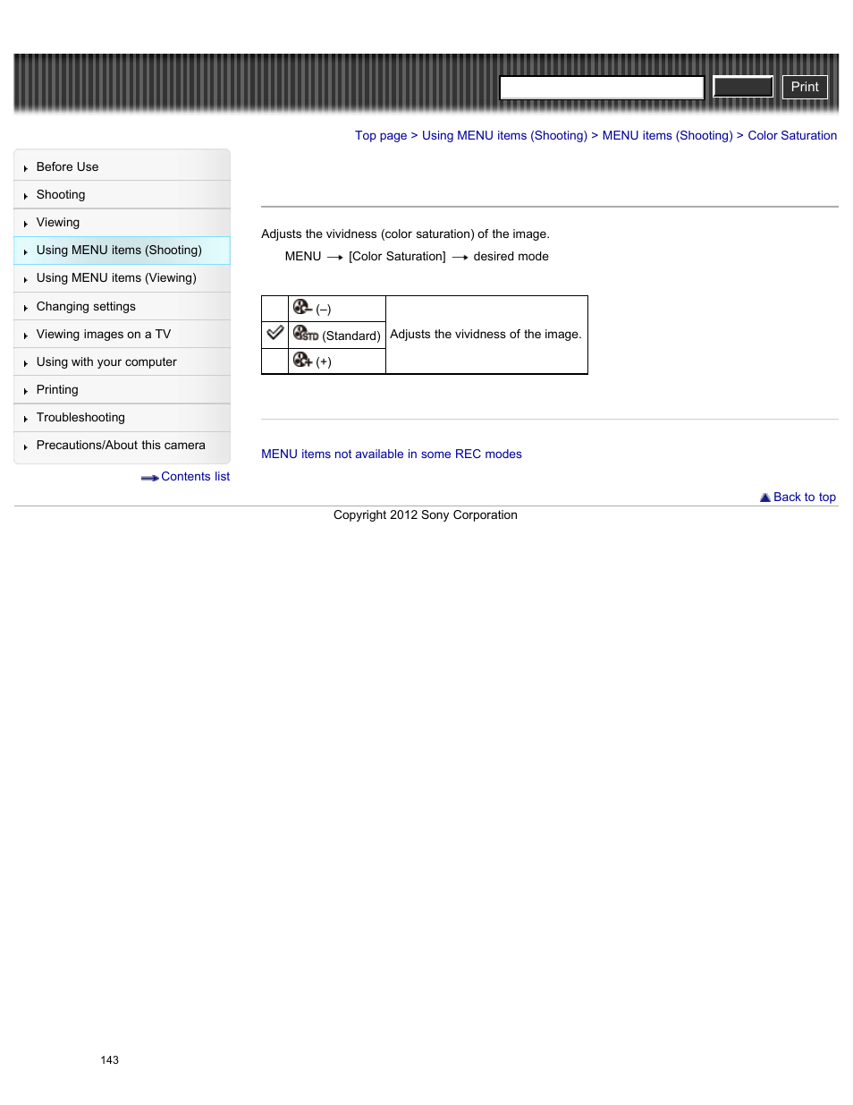 Color saturation, Cyber-shot user guide | Sony DSC-HX200V User Manual | Page 152 / 297