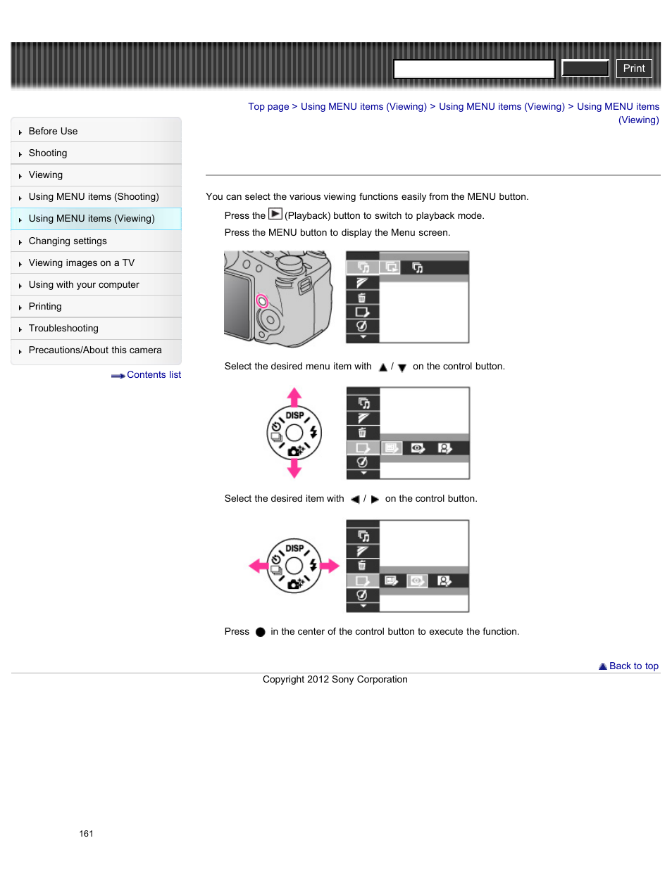 Using menu items (viewing), Cyber-shot user guide | Sony DSC-HX200V User Manual | Page 170 / 297