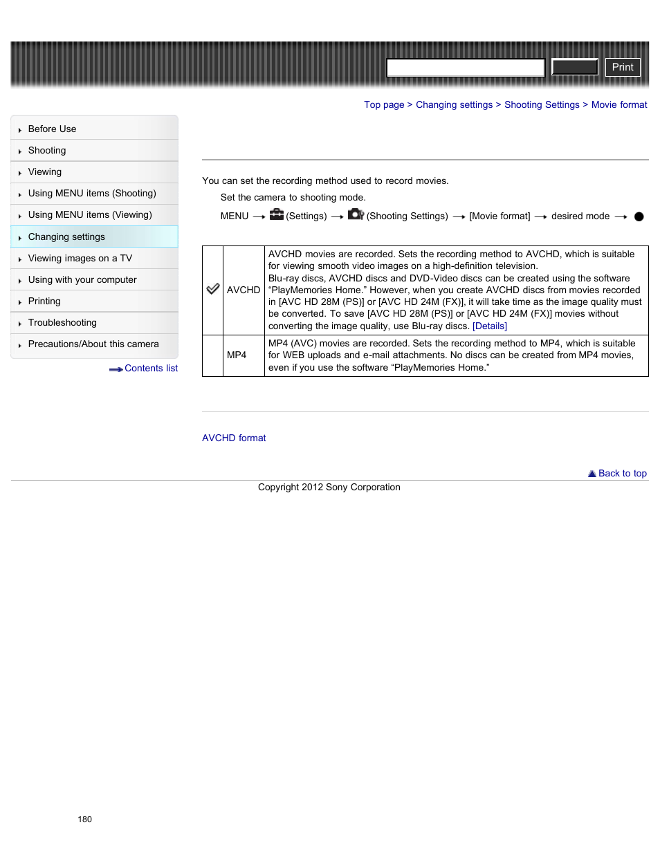 Movie format, Details, Cyber-shot user guide | Sony DSC-HX200V User Manual | Page 189 / 297
