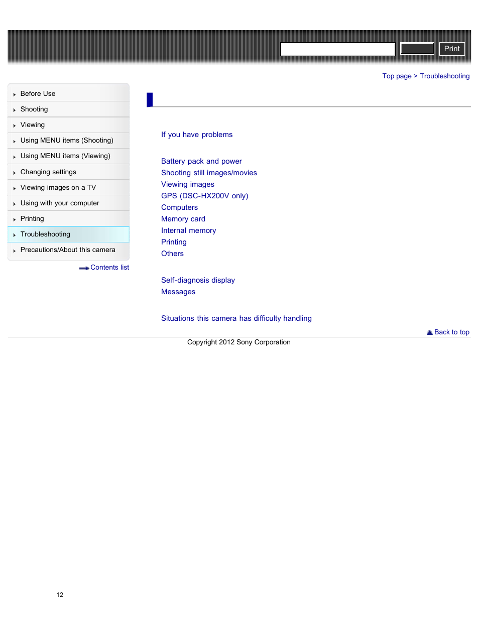 Troubleshooting, Warning indicators and messages, Cyber-shot user guide | Sony DSC-HX200V User Manual | Page 21 / 297
