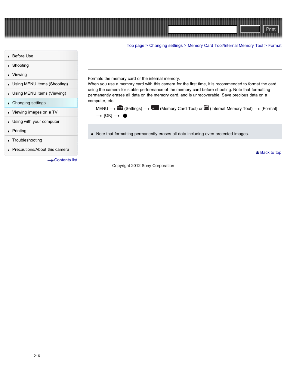 Format, Cyber-shot user guide | Sony DSC-HX200V User Manual | Page 225 / 297