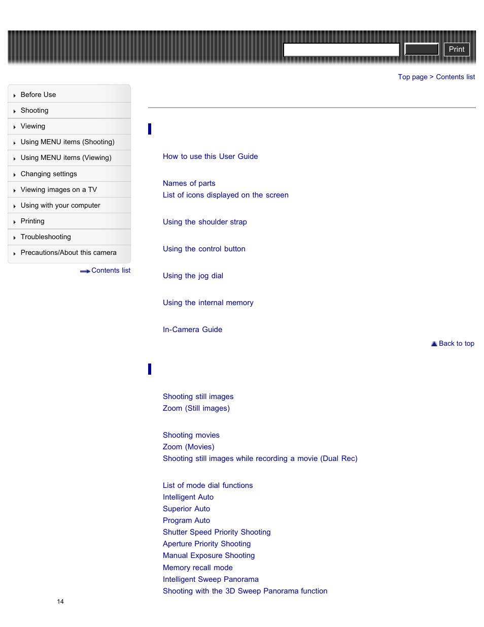 Contents list | Sony DSC-HX200V User Manual | Page 23 / 297