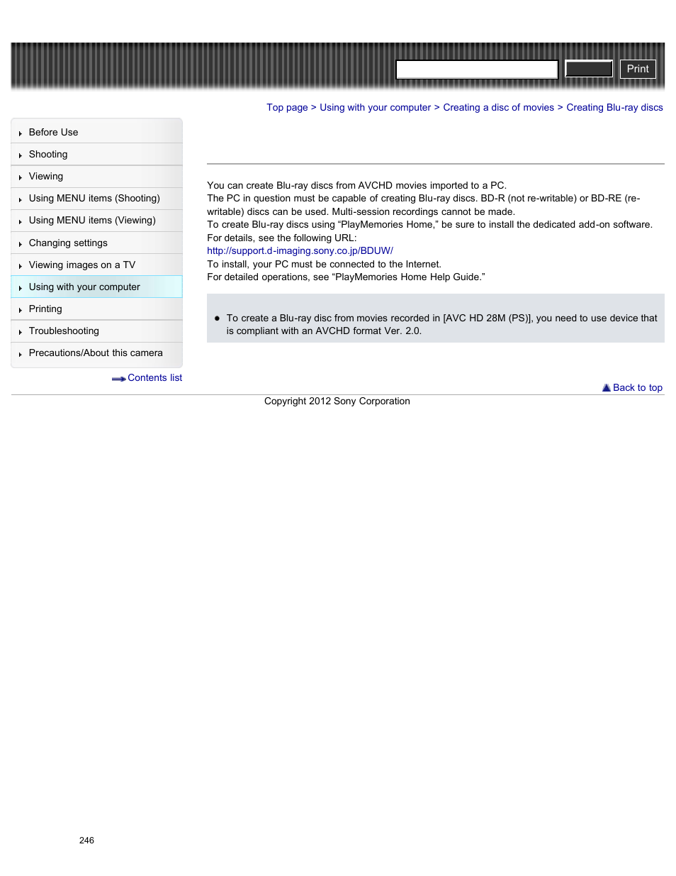 Creating blu-ray discs, Details, Cyber-shot user guide | Sony DSC-HX200V User Manual | Page 255 / 297