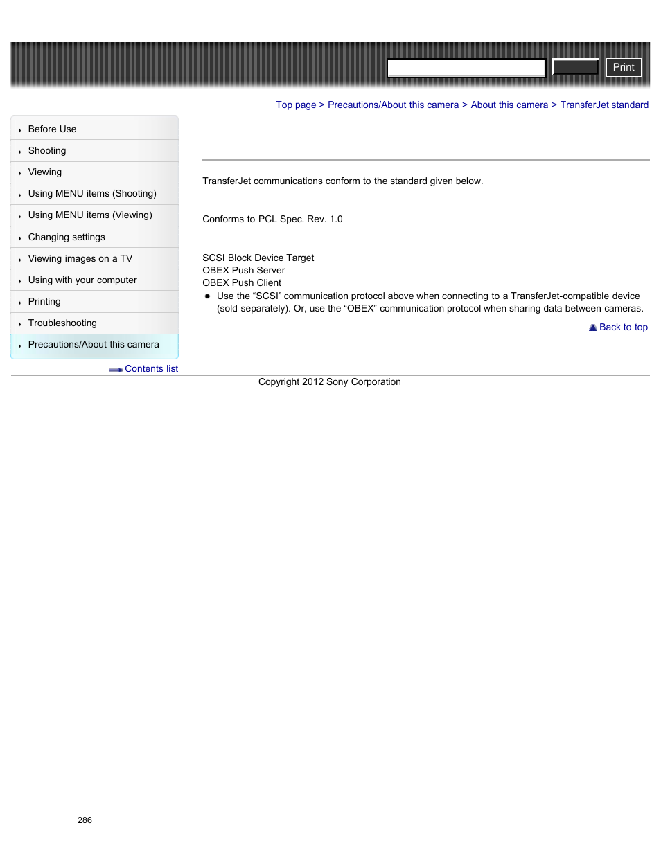 Transferjet standard, Cyber-shot user guide | Sony DSC-HX200V User Manual | Page 295 / 297
