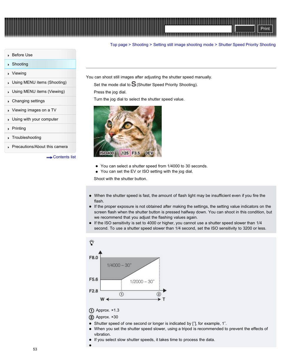 Shutter speed priority shooting, Cyber-shot user guide | Sony DSC-HX200V User Manual | Page 62 / 297