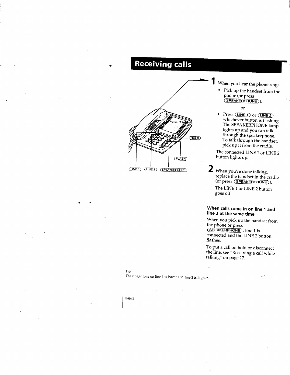 Receiving calls | Sony IT-M202 User Manual | Page 16 / 55