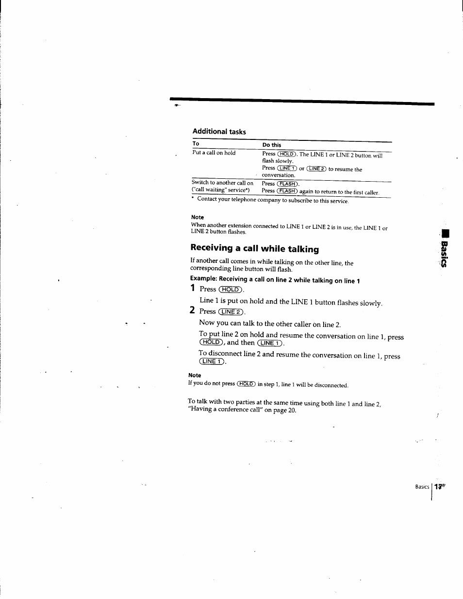 Receiving a call while talking | Sony IT-M202 User Manual | Page 17 / 55