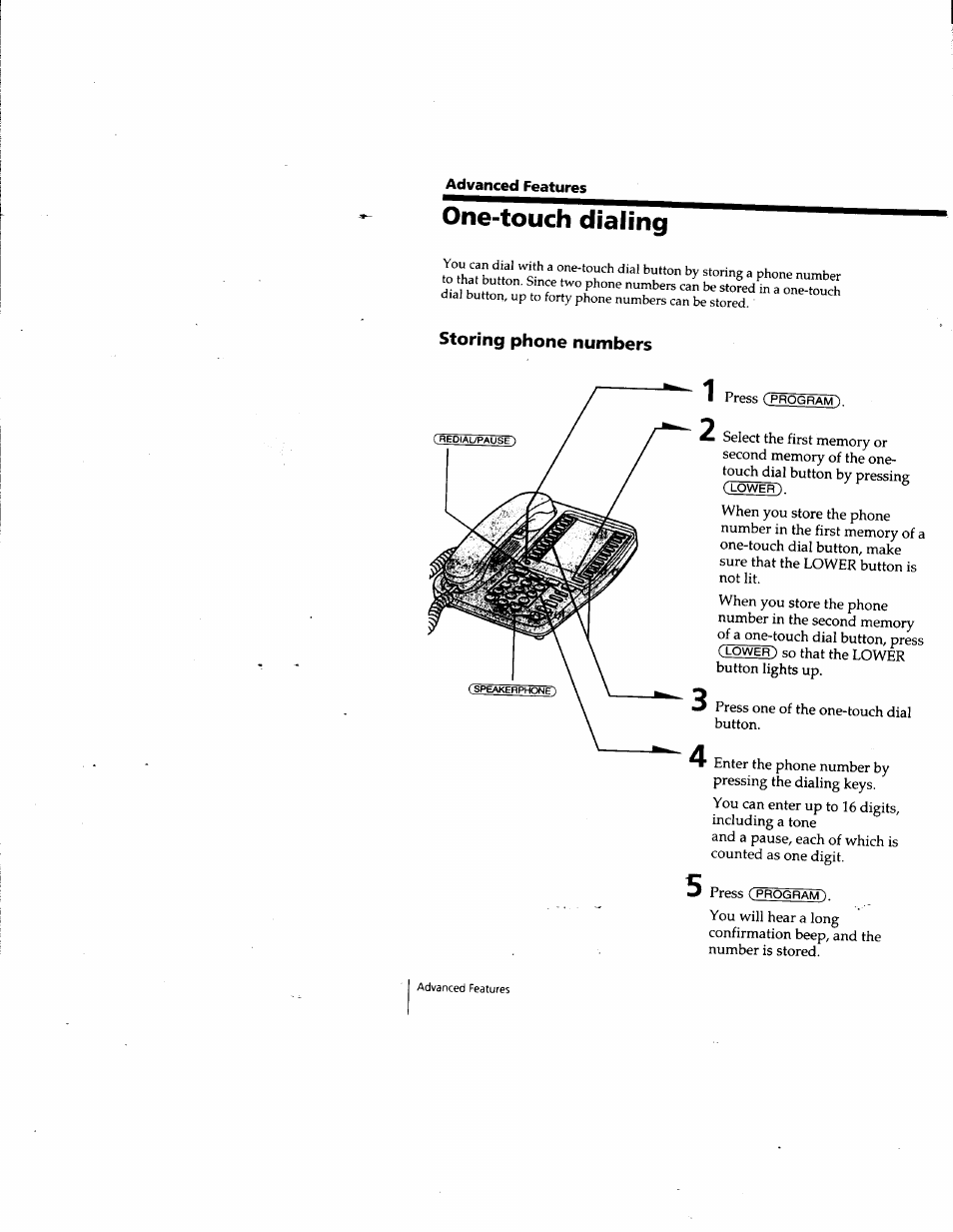 One-touch dialing, Storing phone numbers | Sony IT-M202 User Manual | Page 18 / 55