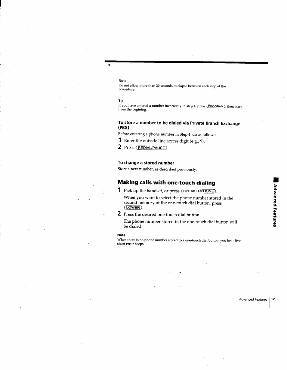 To change a stored number, Making calls with one-touch dialing | Sony IT-M202 User Manual | Page 19 / 55