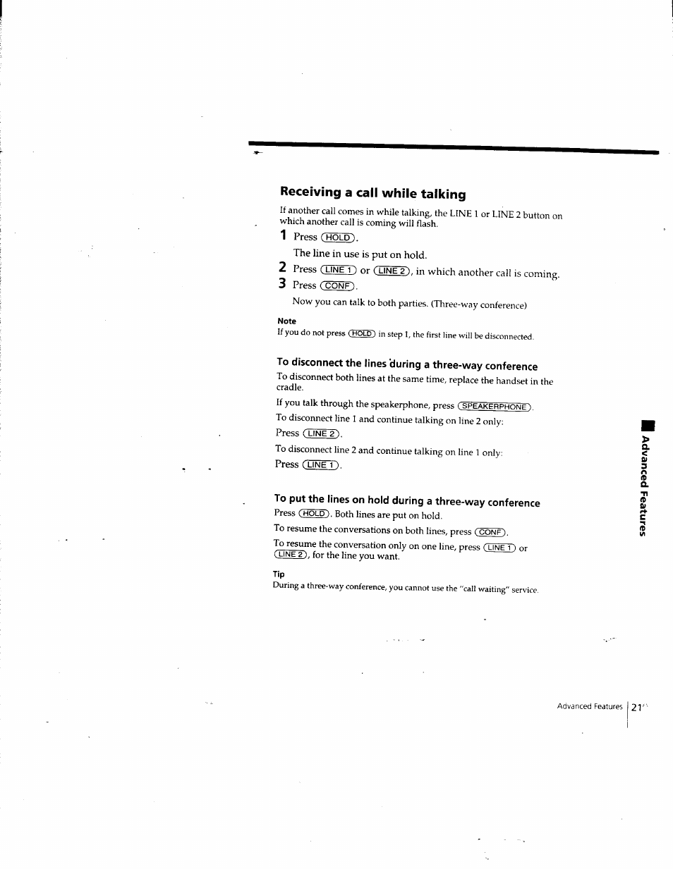 Receiving a call while talking | Sony IT-M202 User Manual | Page 21 / 55