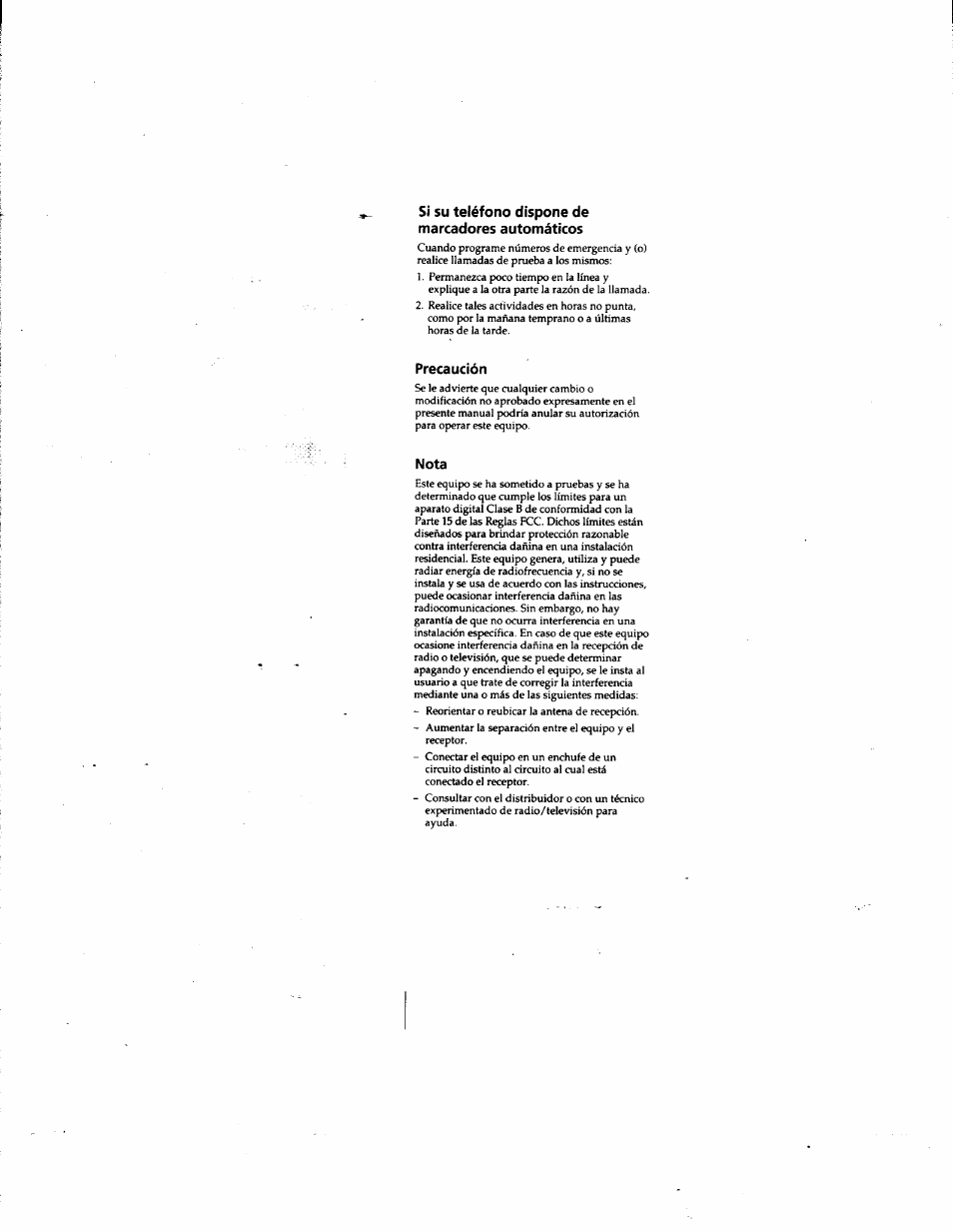 Si su teléfono dispone de marcadores automáticos, Precaución, Nota | Sony IT-M202 User Manual | Page 31 / 55