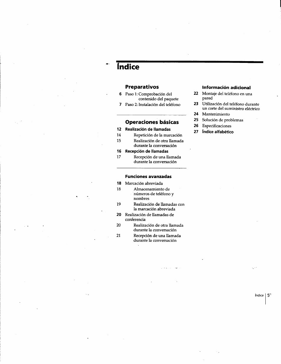Índice, 12 realización de llamadas, 16 recepción de llamadas | 27 indice alfabético | Sony IT-M202 User Manual | Page 32 / 55