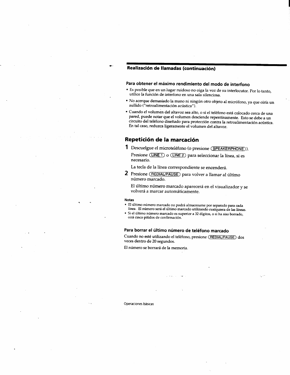Notas, Para borrar el último número de teléfono marcado, Realización de llamadas (continuación) | Repetición de la marcación | Sony IT-M202 User Manual | Page 41 / 55