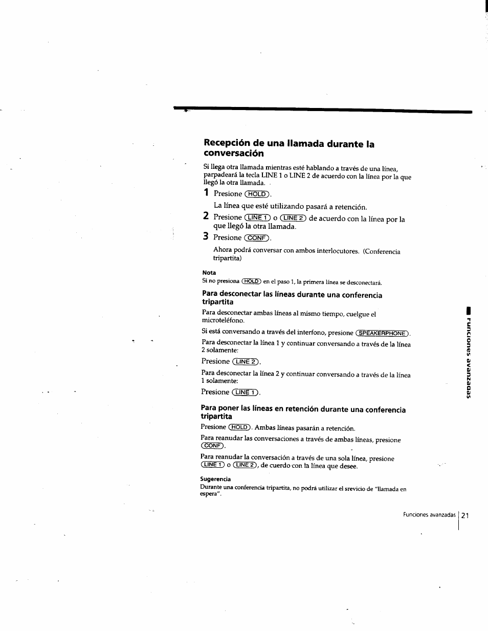 Nota, Sugerencia, Recepción de una llamada durante la conversación | Sony IT-M202 User Manual | Page 48 / 55