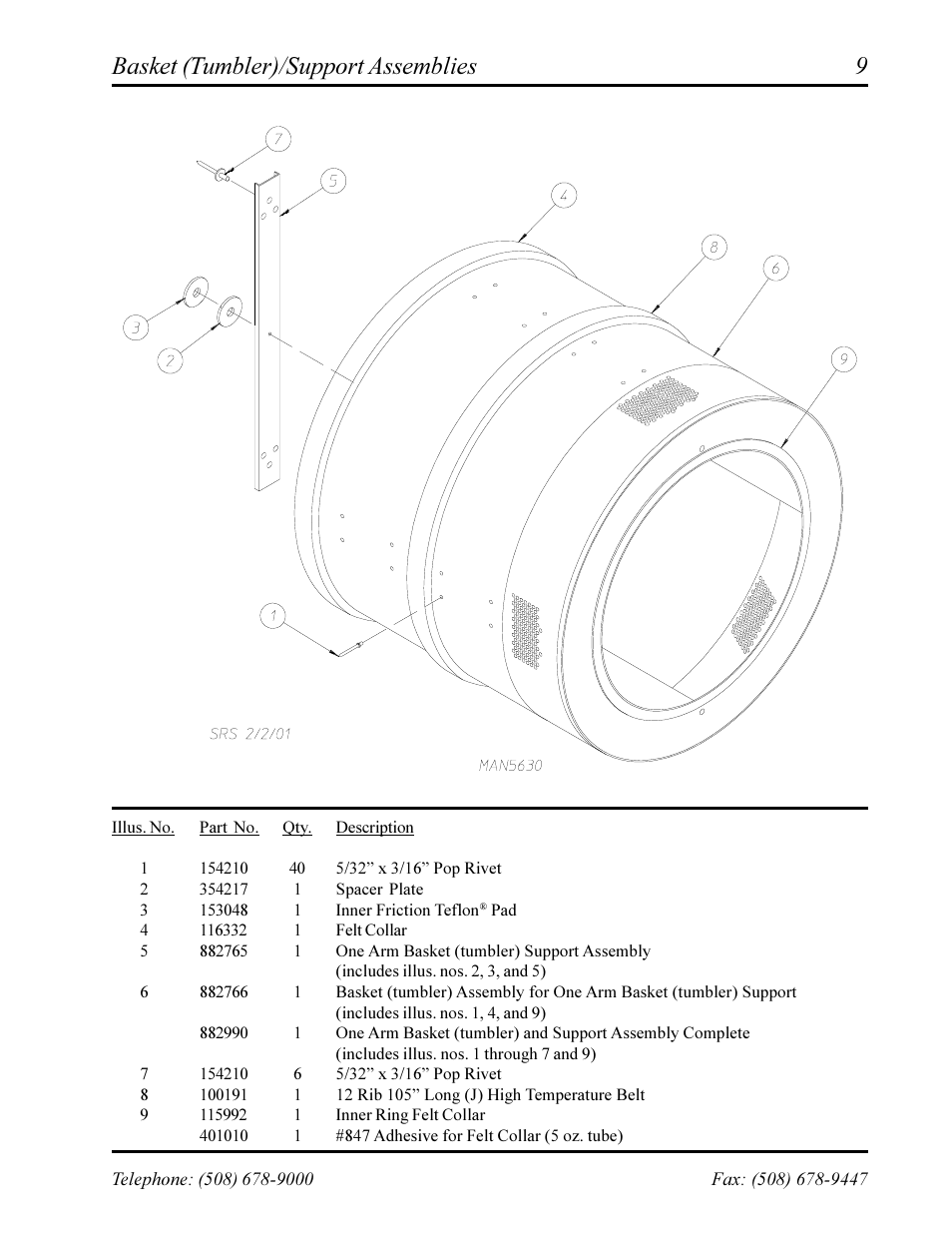 Basket (tumbler)/support assemblies | American Dryer Corp. Phase 7 AD-360X2RD User Manual | Page 11 / 33