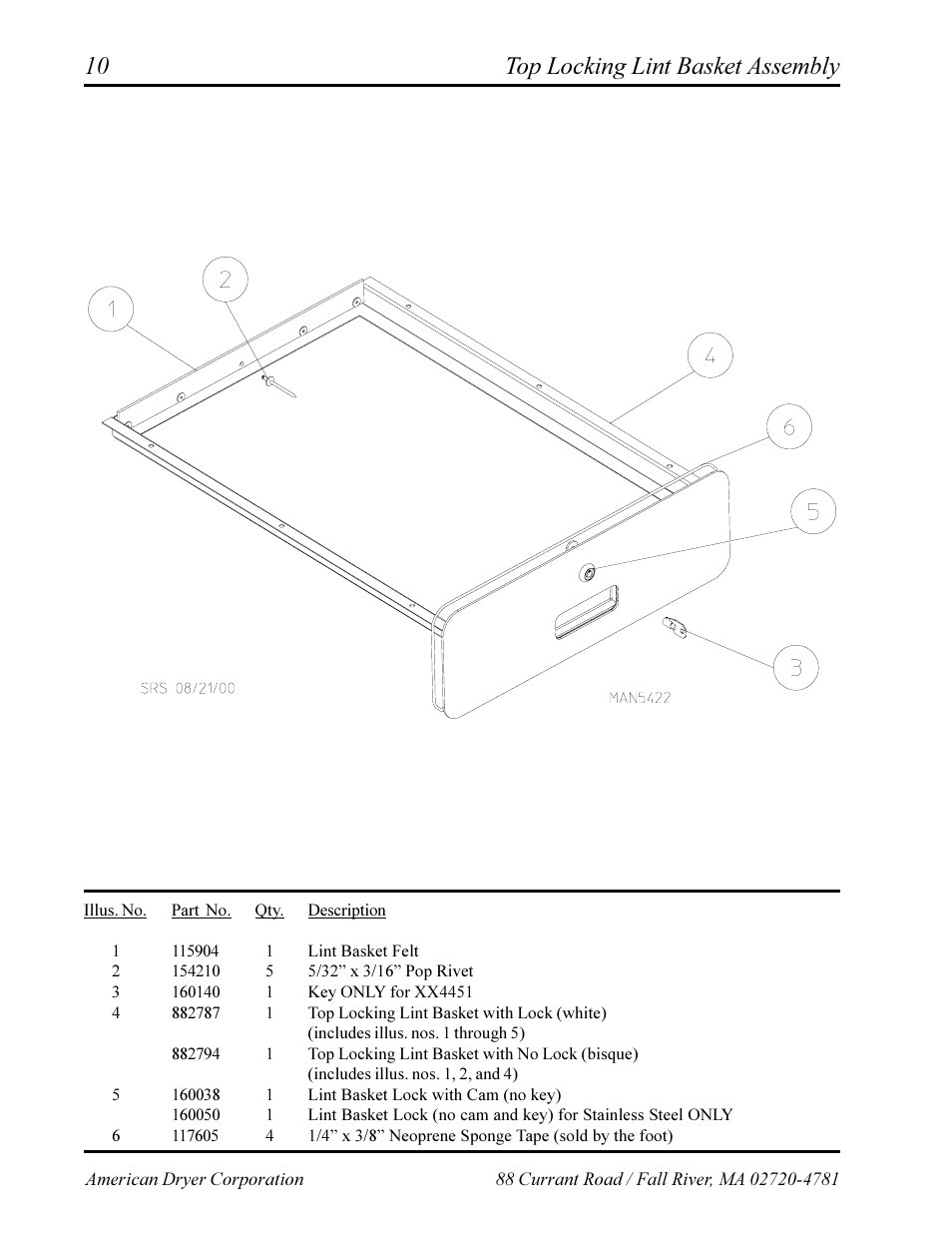 Top locking lint basket assembly | American Dryer Corp. Phase 7 AD-360X2RD User Manual | Page 12 / 33