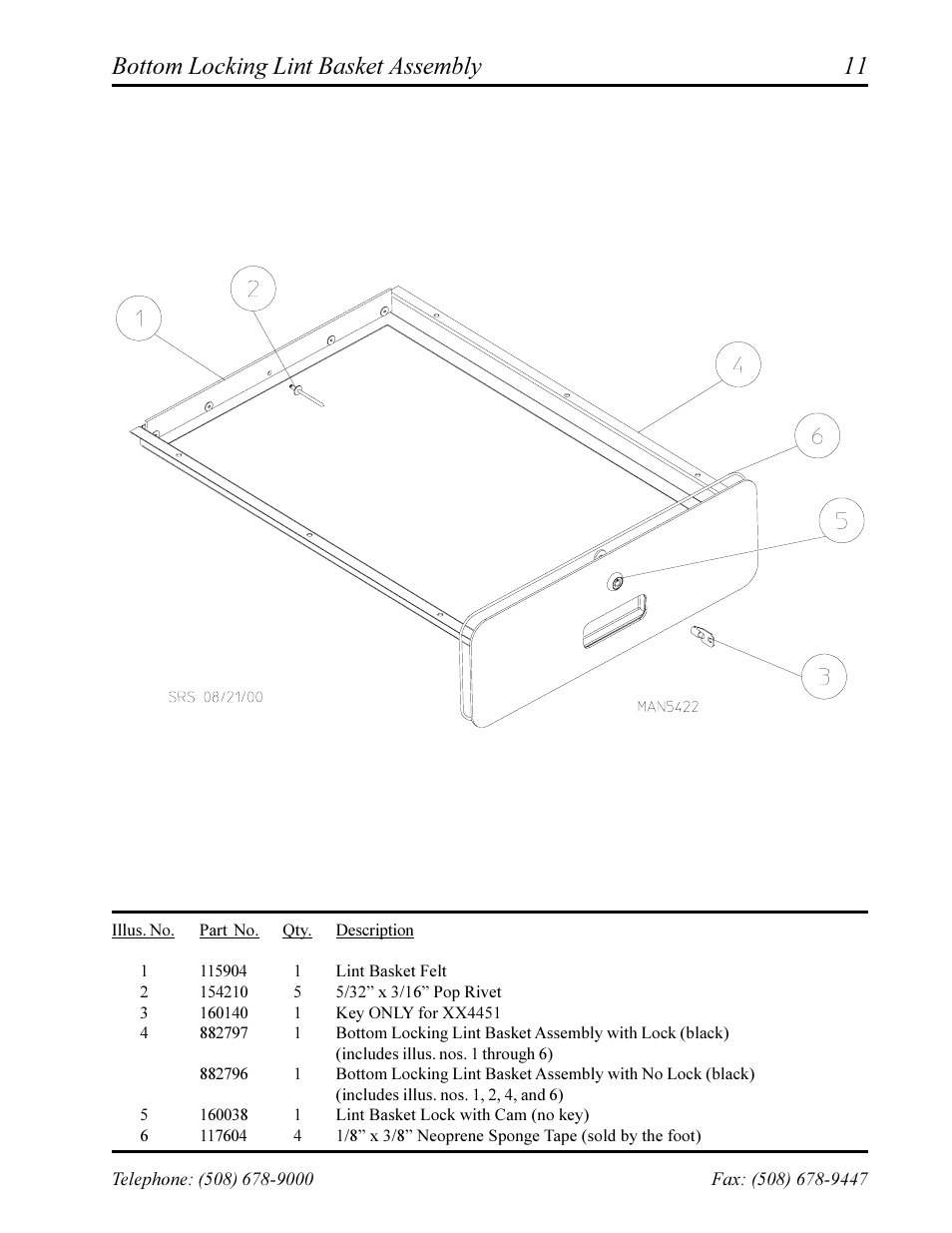 Bottom locking lint basket assembly | American Dryer Corp. Phase 7 AD-360X2RD User Manual | Page 13 / 33