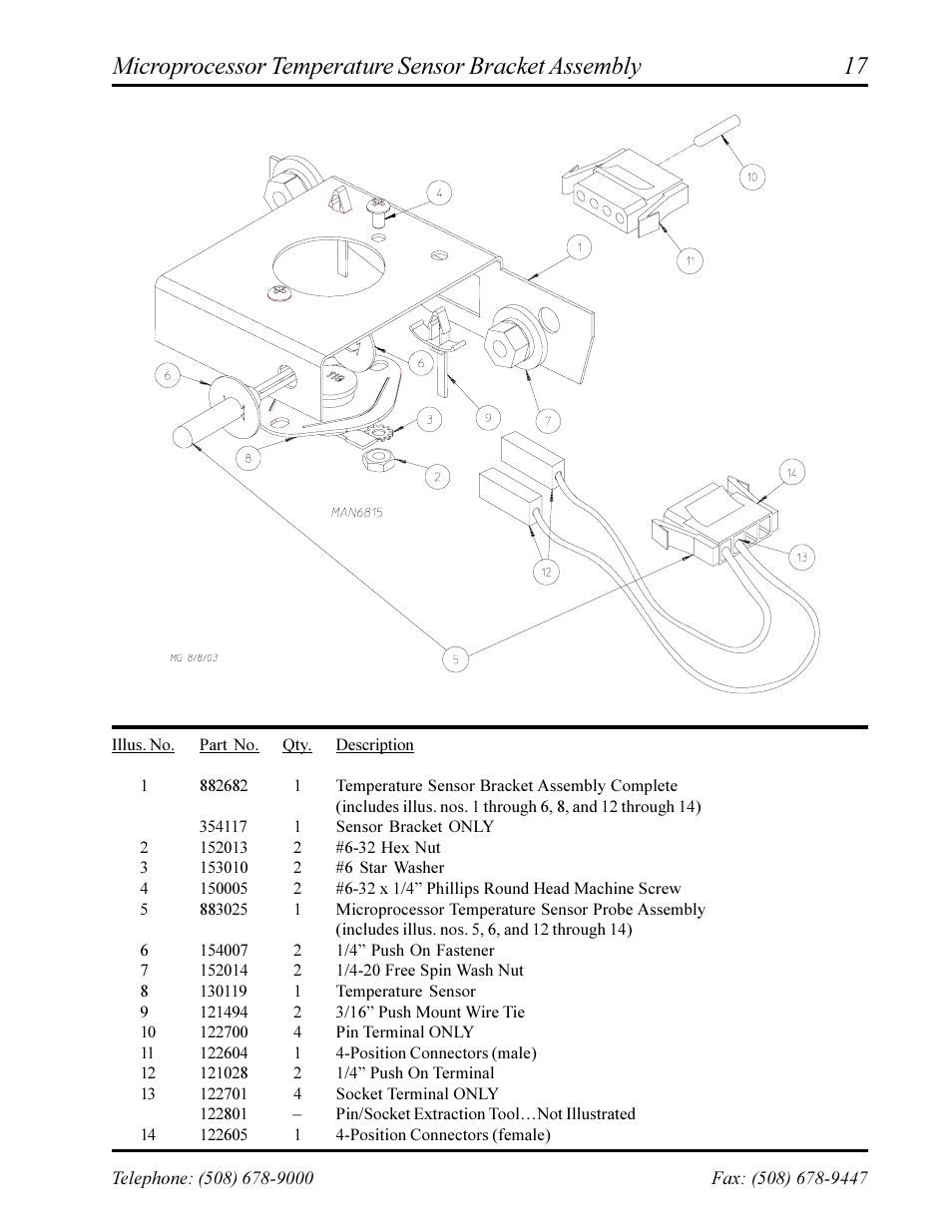 Microprocessor temperature sensor bracket assembly | American Dryer Corp. Phase 7 AD-360X2RD User Manual | Page 19 / 33