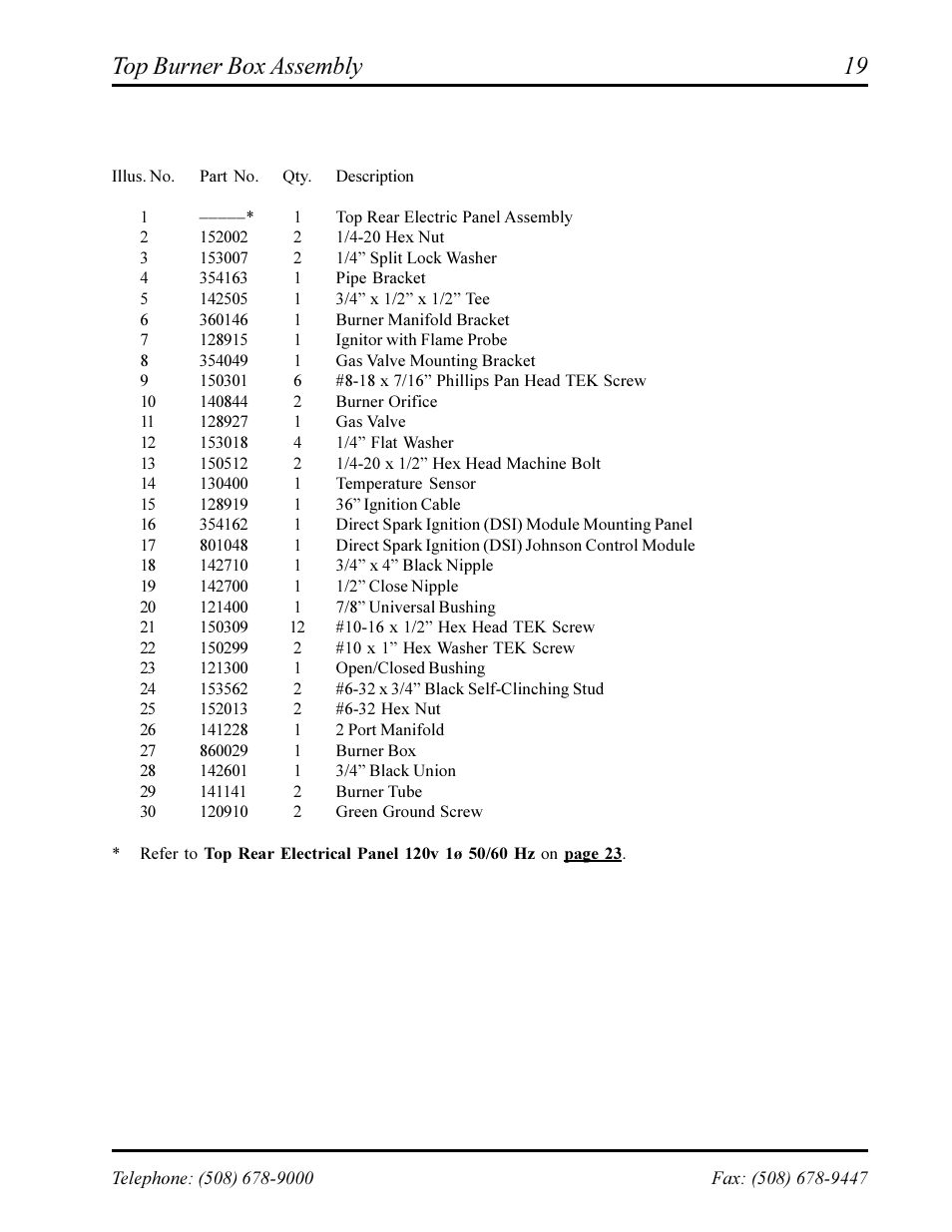 Top burner box assembly | American Dryer Corp. Phase 7 AD-360X2RD User Manual | Page 21 / 33