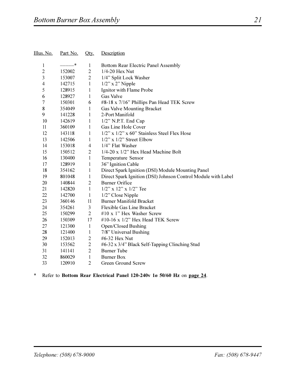 Bottom burner box assembly | American Dryer Corp. Phase 7 AD-360X2RD User Manual | Page 23 / 33