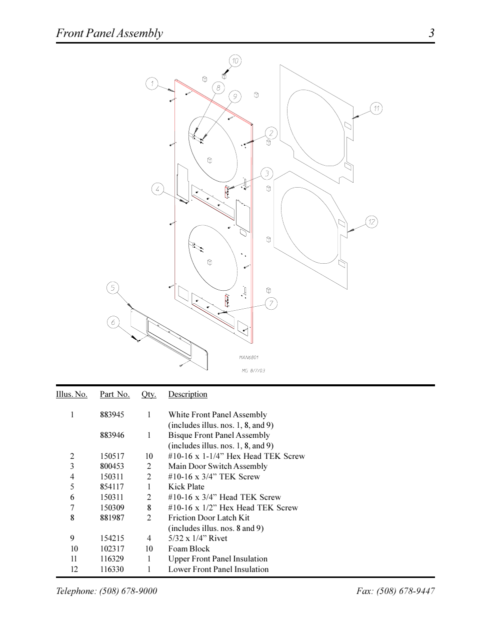 Front panel assembly | American Dryer Corp. Phase 7 AD-360X2RD User Manual | Page 5 / 33