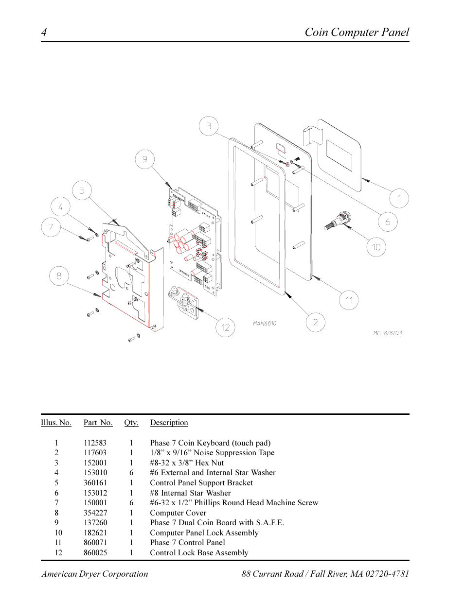Coin computer panel | American Dryer Corp. Phase 7 AD-360X2RD User Manual | Page 6 / 33