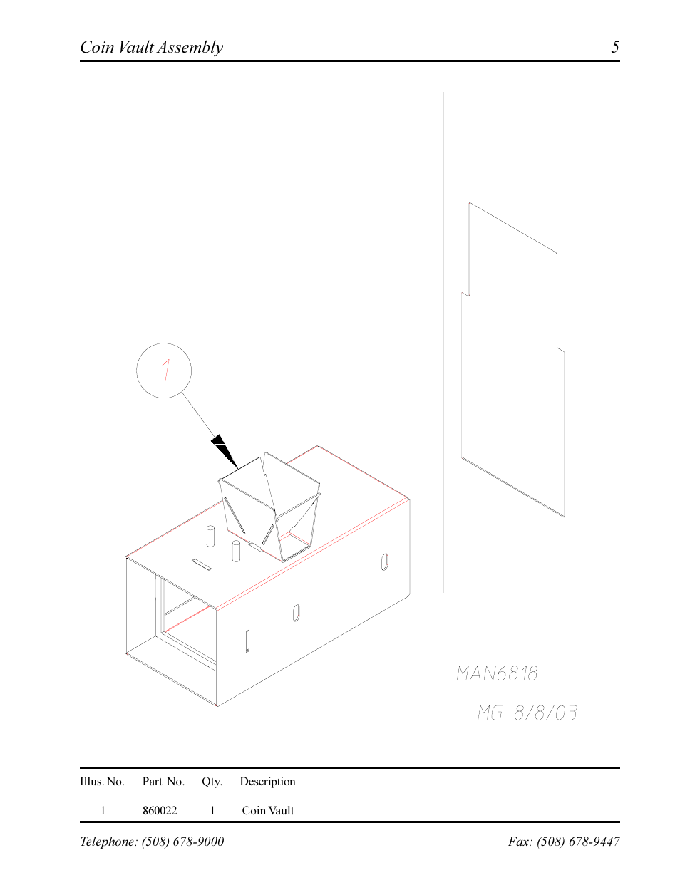 Coin vault assembly | American Dryer Corp. Phase 7 AD-360X2RD User Manual | Page 7 / 33