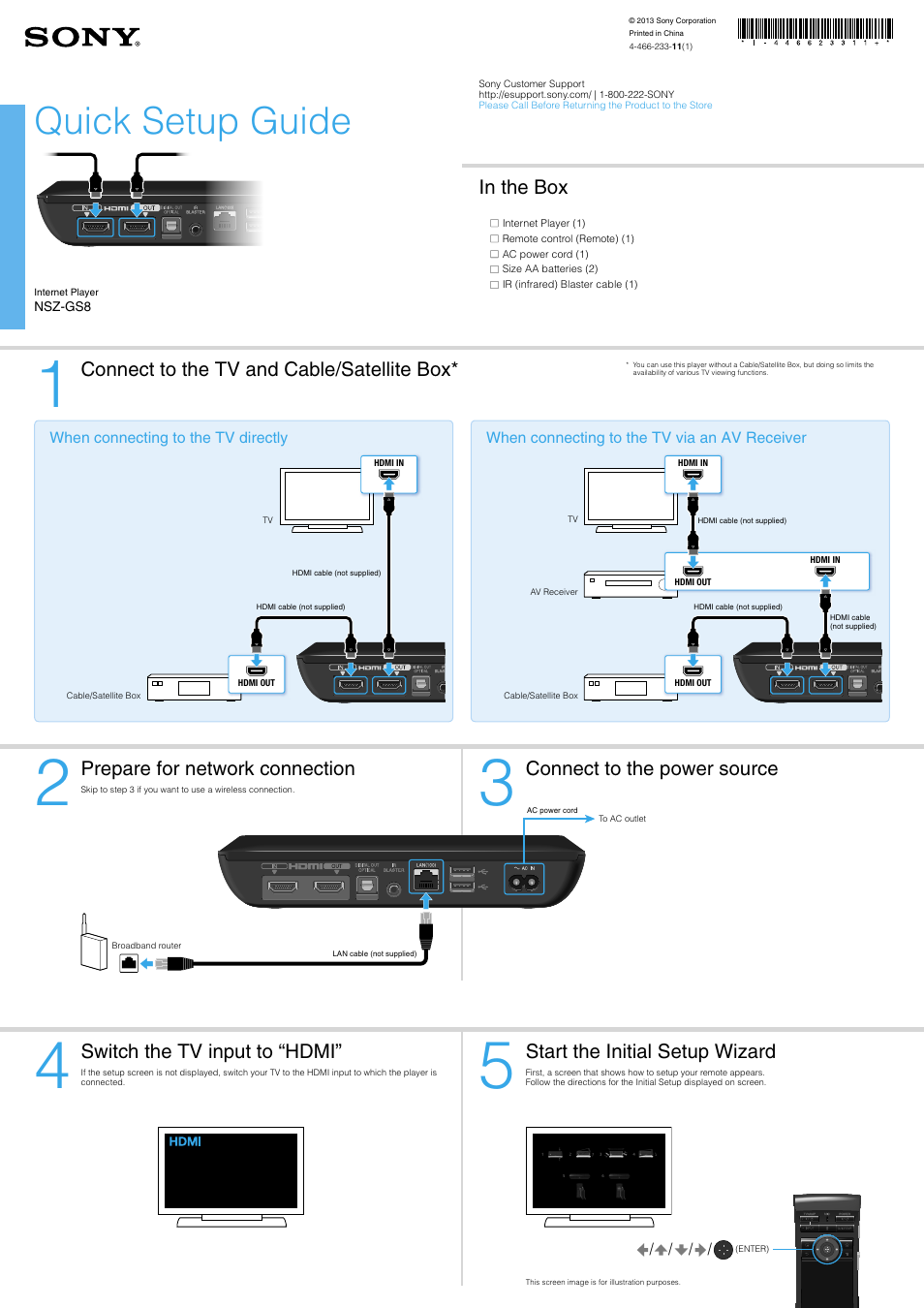 Sony NSZ-GS8 User Manual | 2 pages