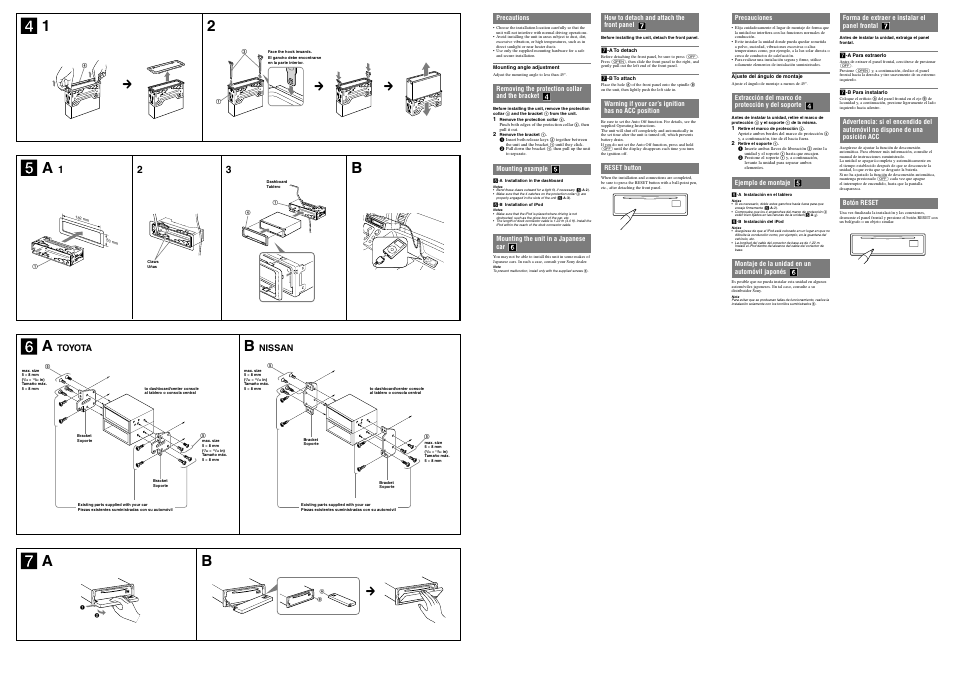 Me nu, Toyota, Nissan | Sony CDX-GT62IPW User Manual | Page 2 / 2