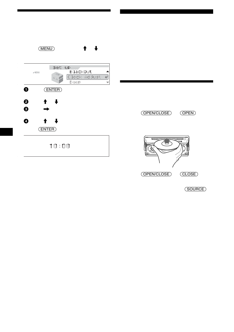 Setting the clock, Cd player cd/md unit (optional), Playing a disc | On 10, 10 setting the clock | Sony CDX-M850MP User Manual | Page 10 / 96