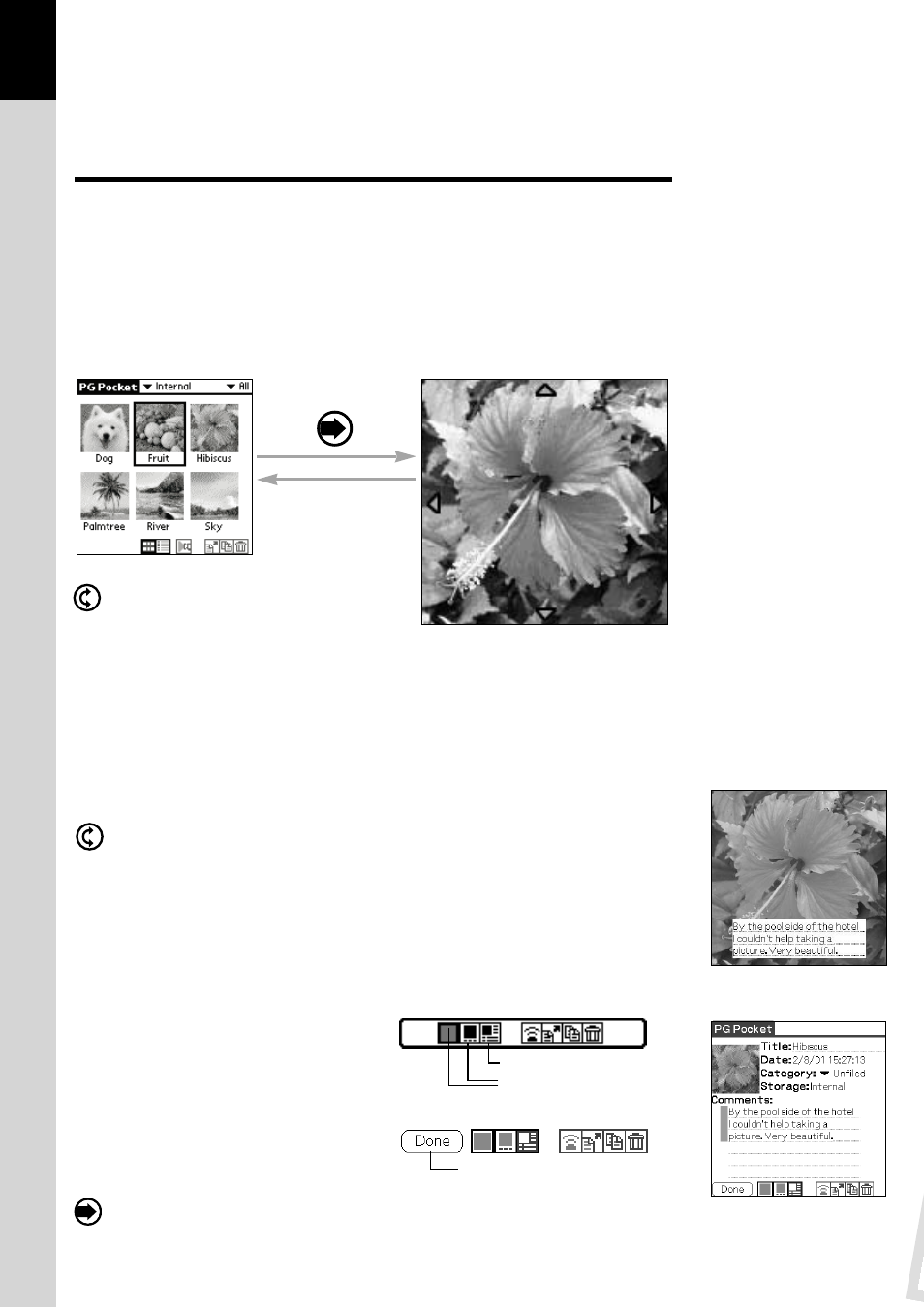 Browsing pictures, Viewing and organizing pictures | Sony PEG-S320 User Manual | Page 14 / 31