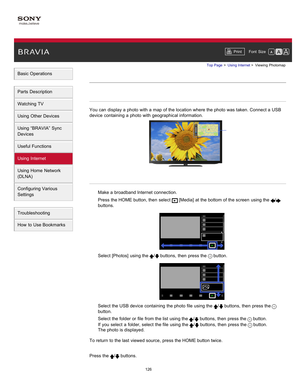 Viewing photomap | Sony XBR-65HX950 User Manual | Page 126 / 194