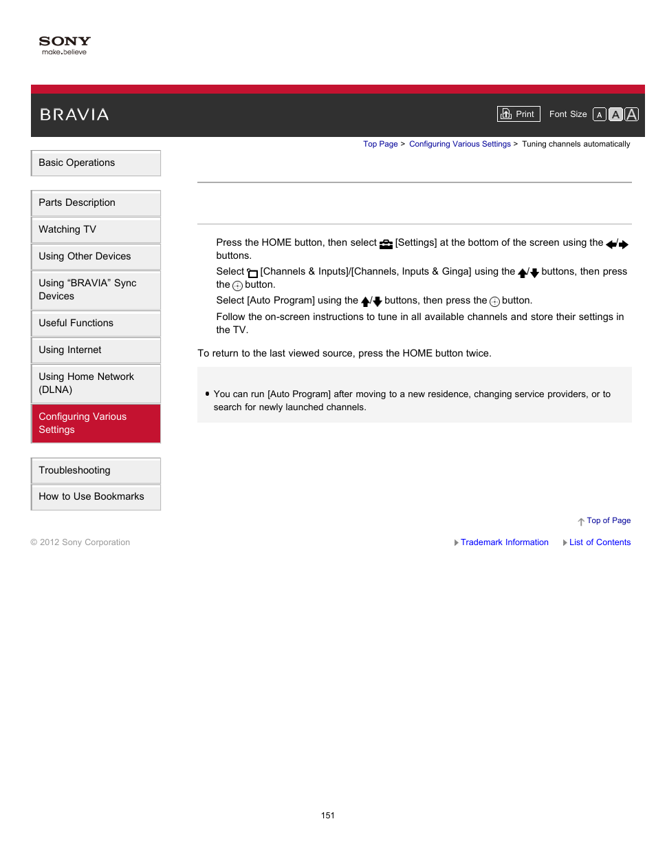 Tuning channels automatically | Sony XBR-65HX950 User Manual | Page 151 / 194