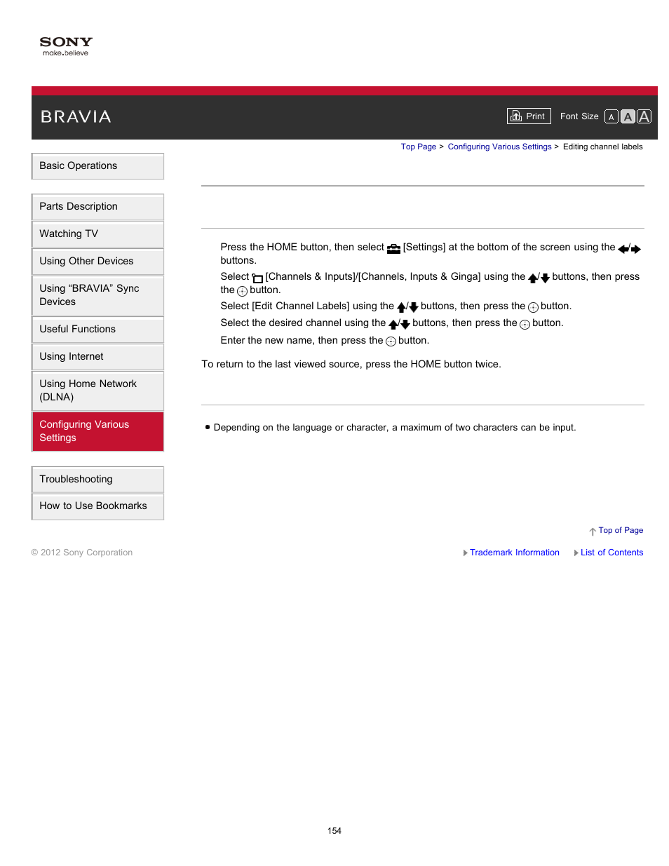 Editing channel labels | Sony XBR-65HX950 User Manual | Page 154 / 194