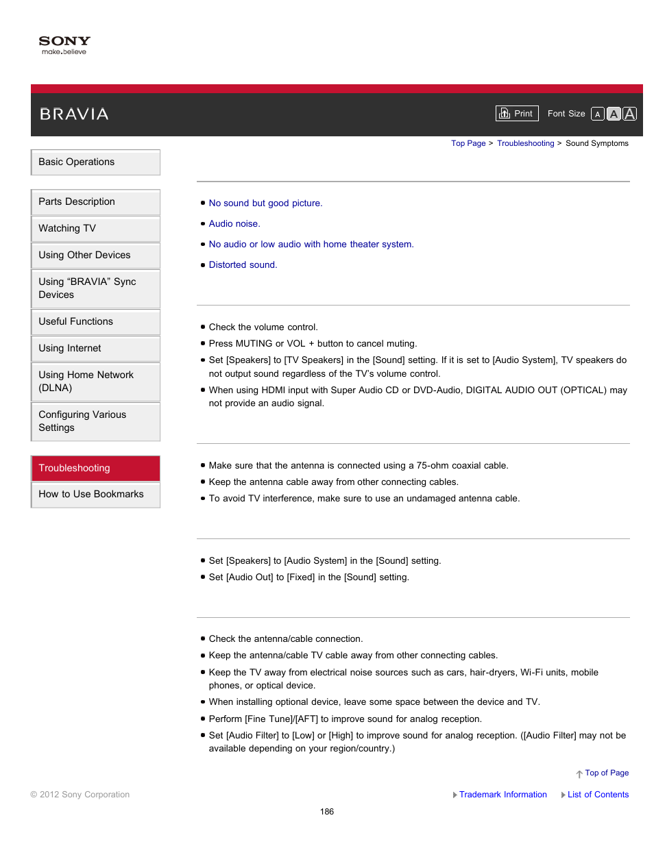 Sound symptoms | Sony XBR-65HX950 User Manual | Page 186 / 194