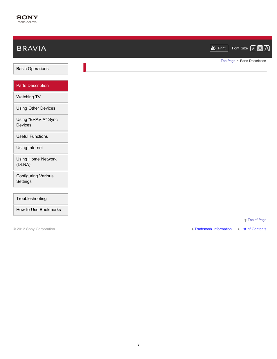 Parts description | Sony XBR-65HX950 User Manual | Page 3 / 194