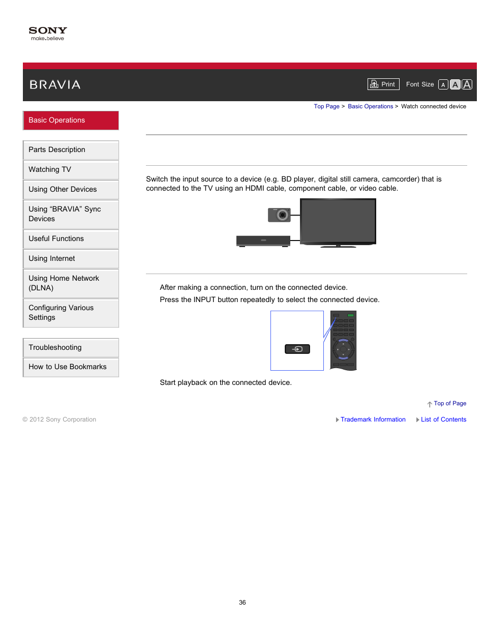 Watch connected device | Sony XBR-65HX950 User Manual | Page 36 / 194