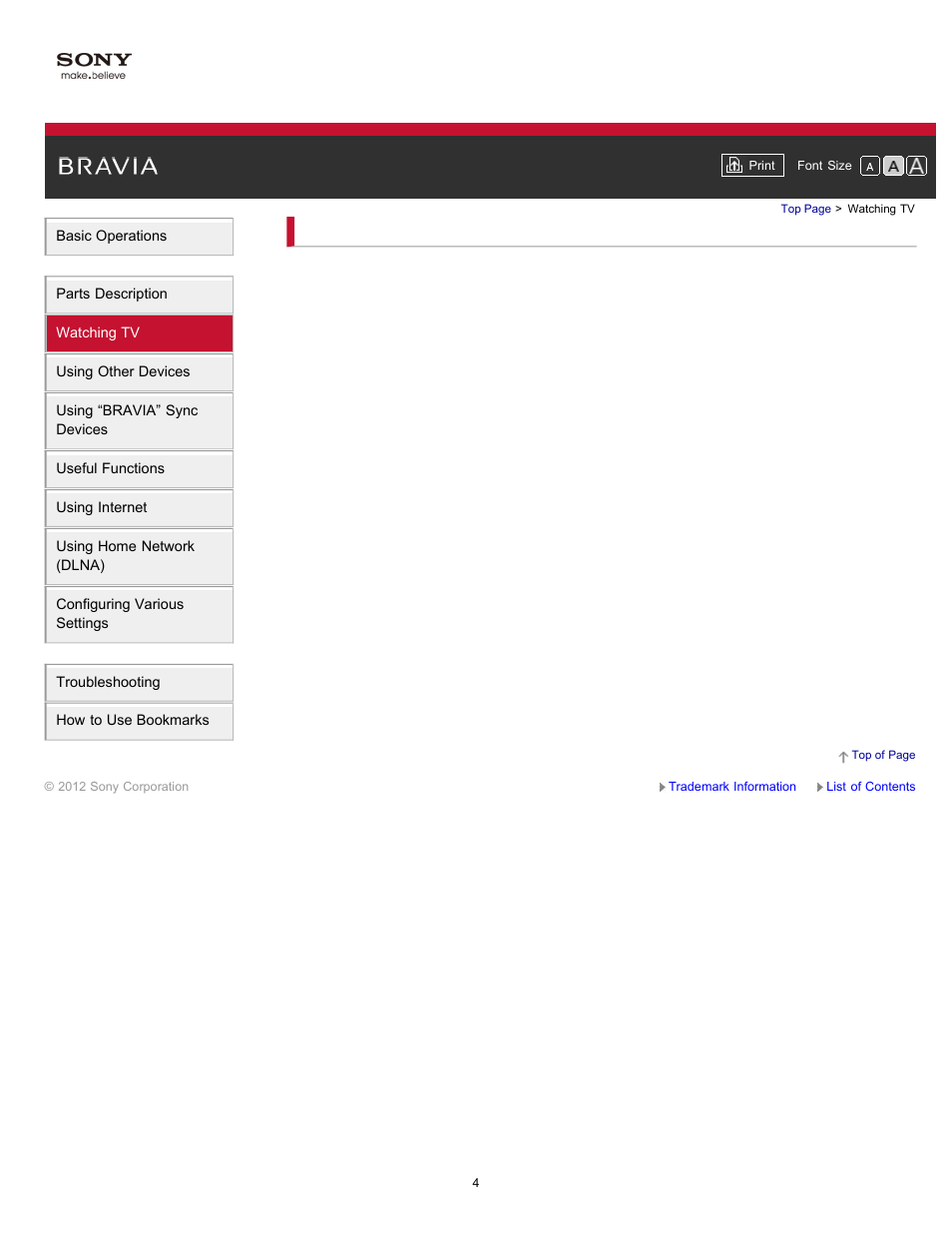 Watching tv | Sony XBR-65HX950 User Manual | Page 4 / 194