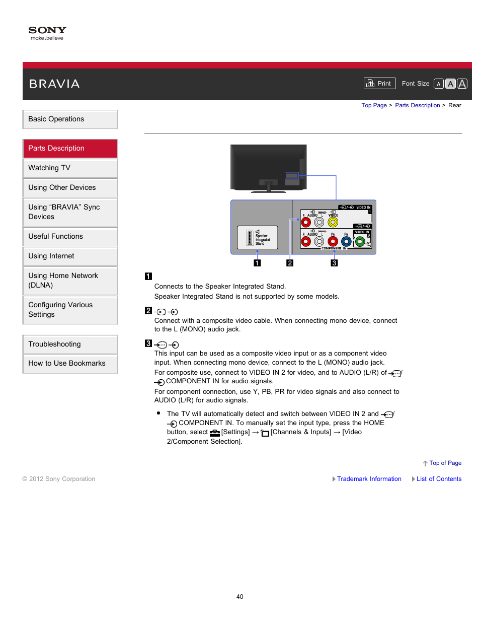 Rear | Sony XBR-65HX950 User Manual | Page 40 / 194