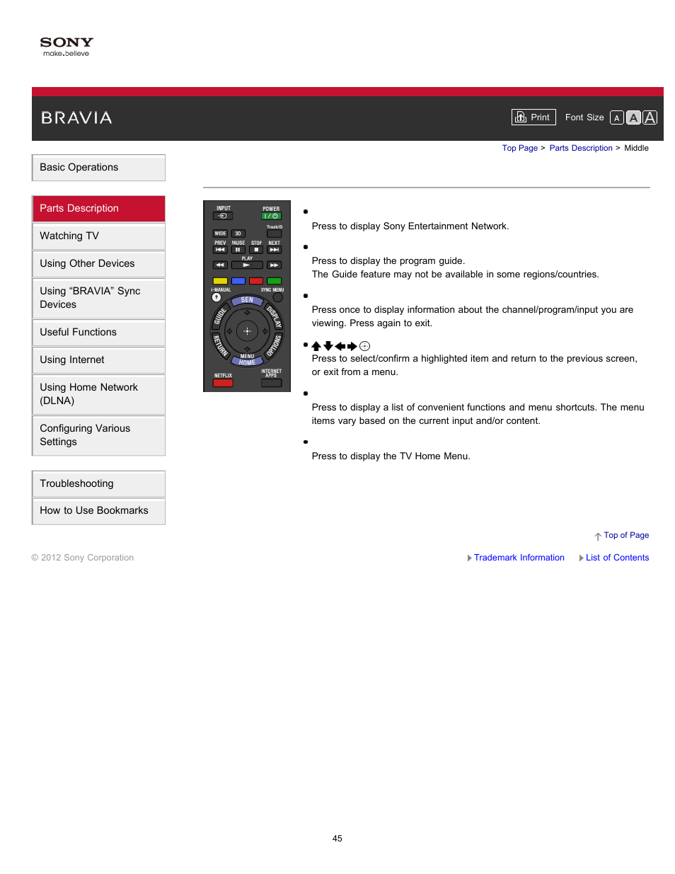 Middle | Sony XBR-65HX950 User Manual | Page 45 / 194