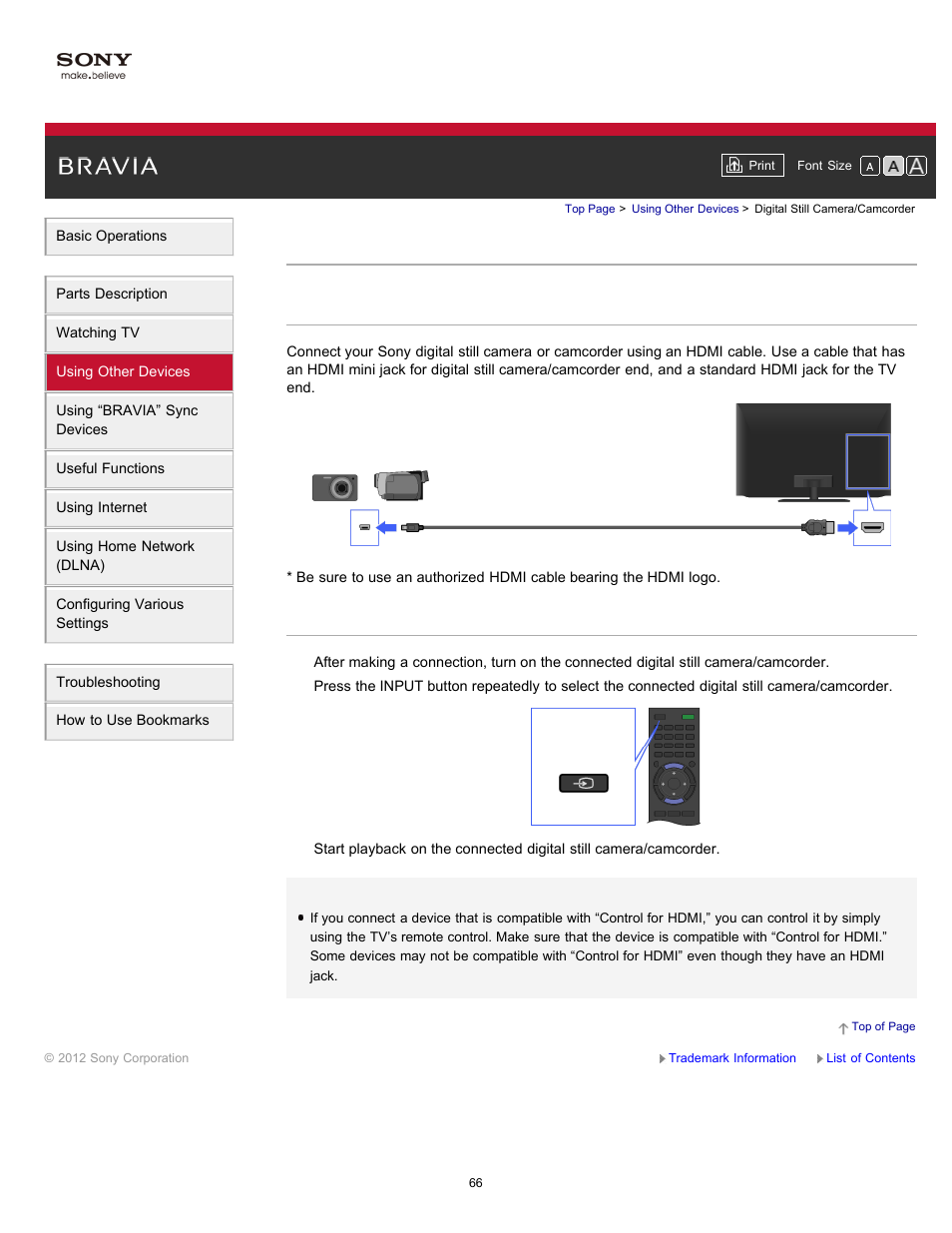 Digital still camera/camcorder | Sony XBR-65HX950 User Manual | Page 66 / 194