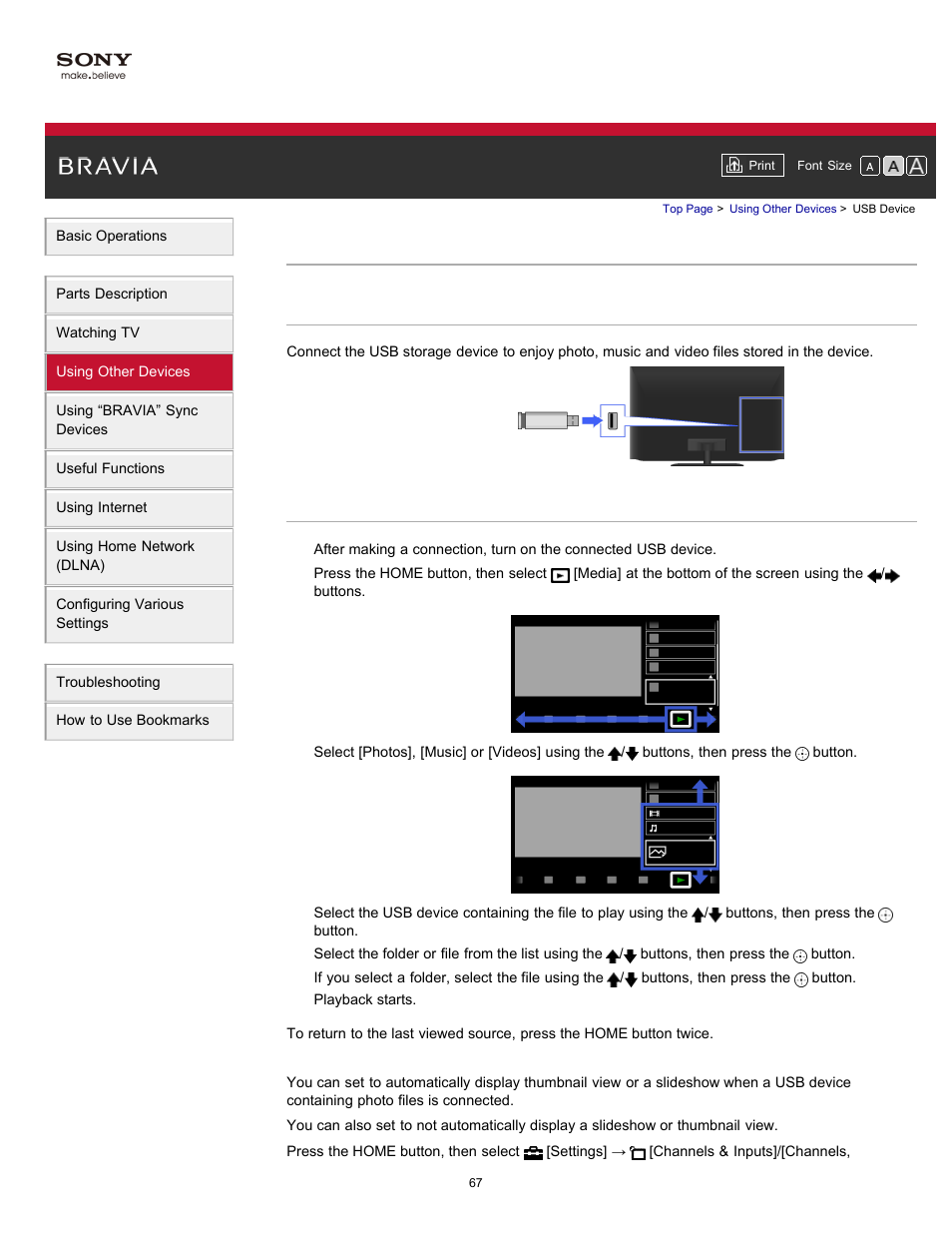 Usb device | Sony XBR-65HX950 User Manual | Page 67 / 194