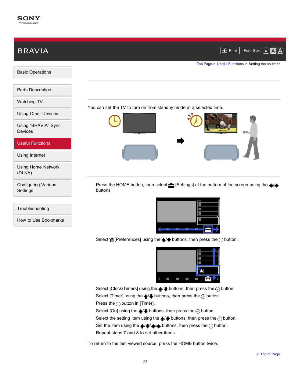 Setting the on timer | Sony XBR-65HX950 User Manual | Page 93 / 194