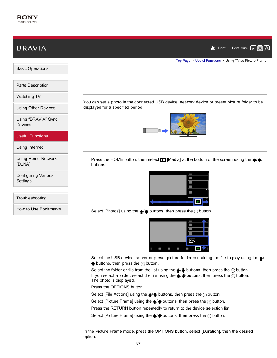 Using tv as picture frame | Sony XBR-65HX950 User Manual | Page 97 / 194