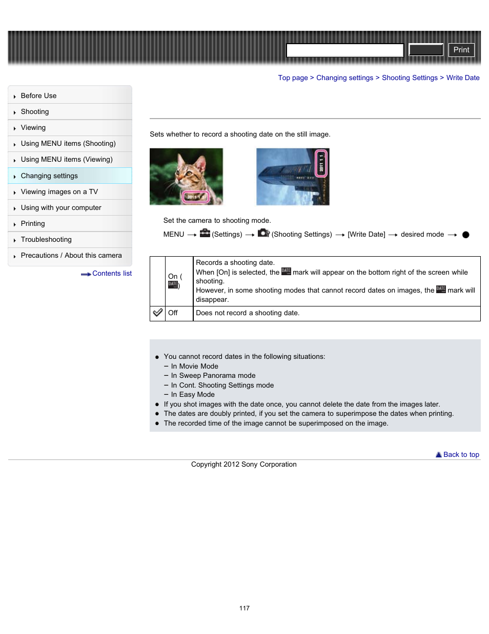 Write date, Cyber-shot user guide | Sony DSC-W630 User Manual | Page 117 / 186
