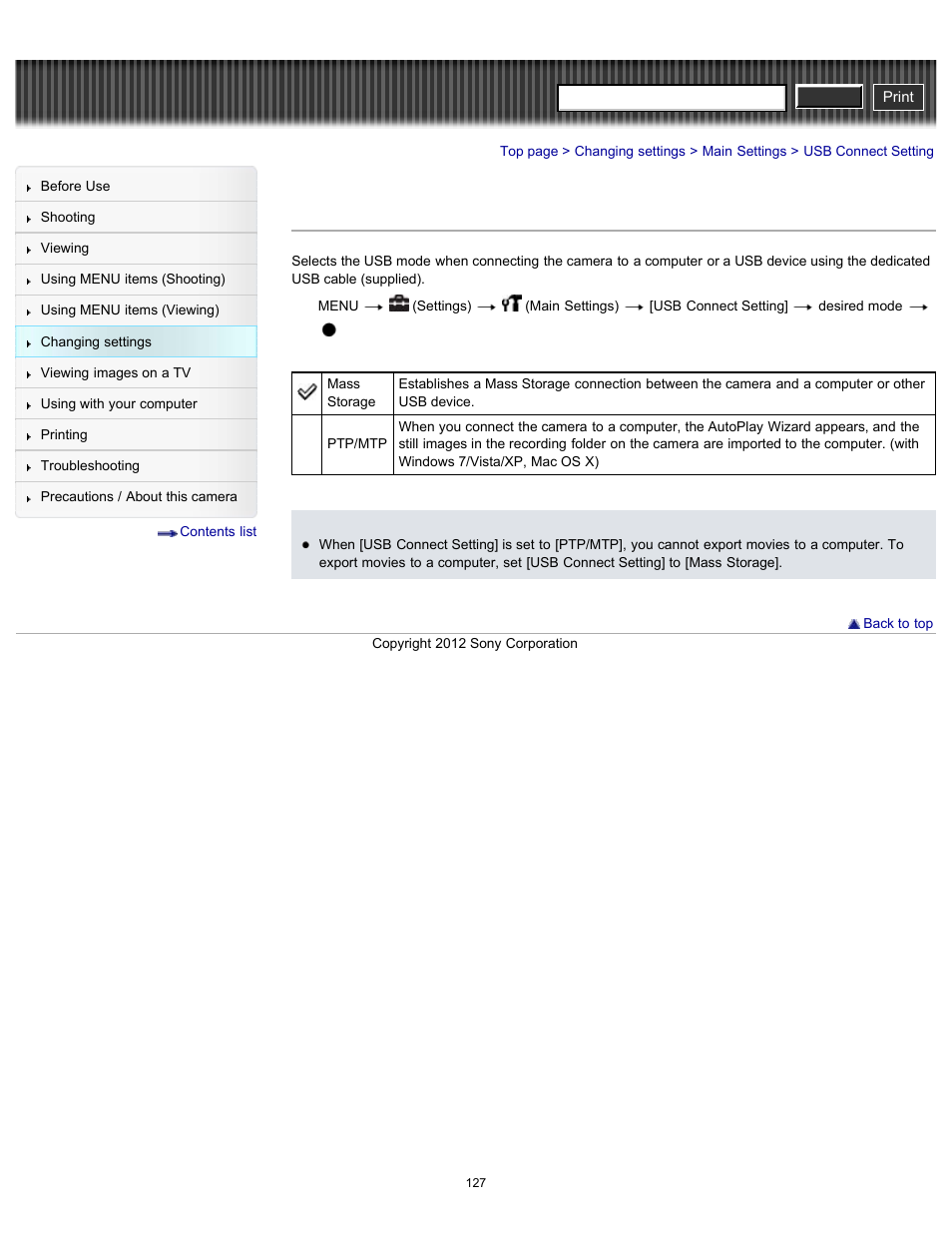 Usb connect setting, Cyber-shot user guide | Sony DSC-W630 User Manual | Page 127 / 186